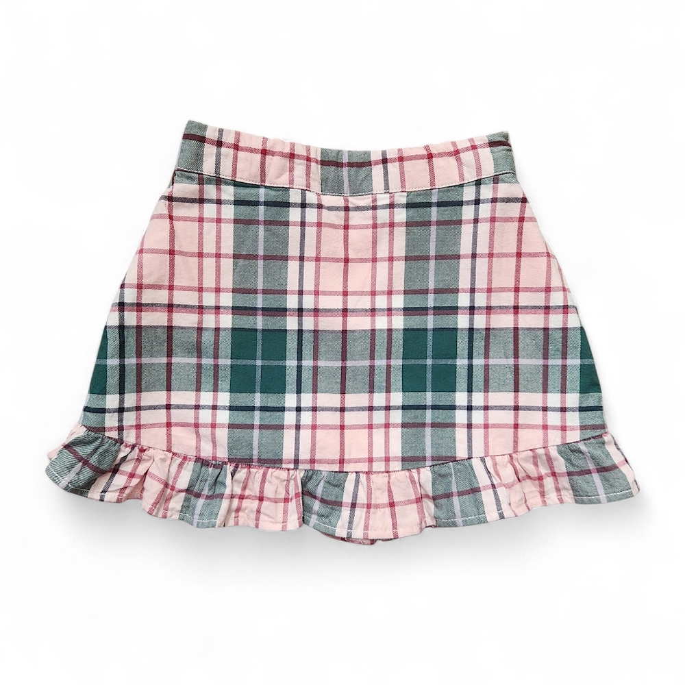 Janie and Jack Girls Kids Plaid Ruffle Hem Skirt - Pink and Green Size 4 T - Picture 4 of 11